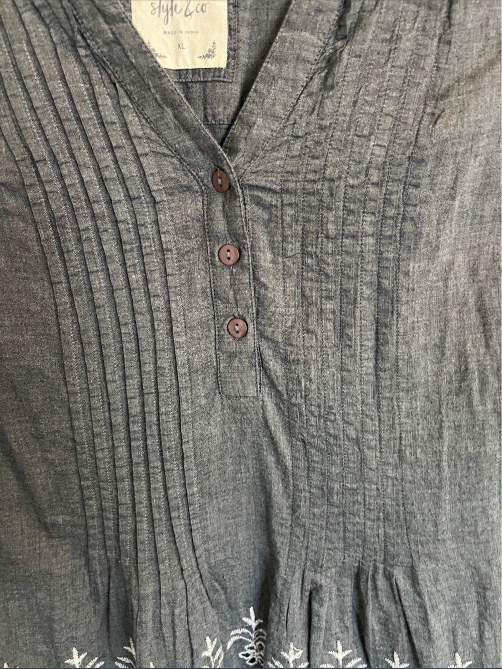 Style & Co. Indigo Blue Embroidered Peasant Tunic - Picture 9 of 10